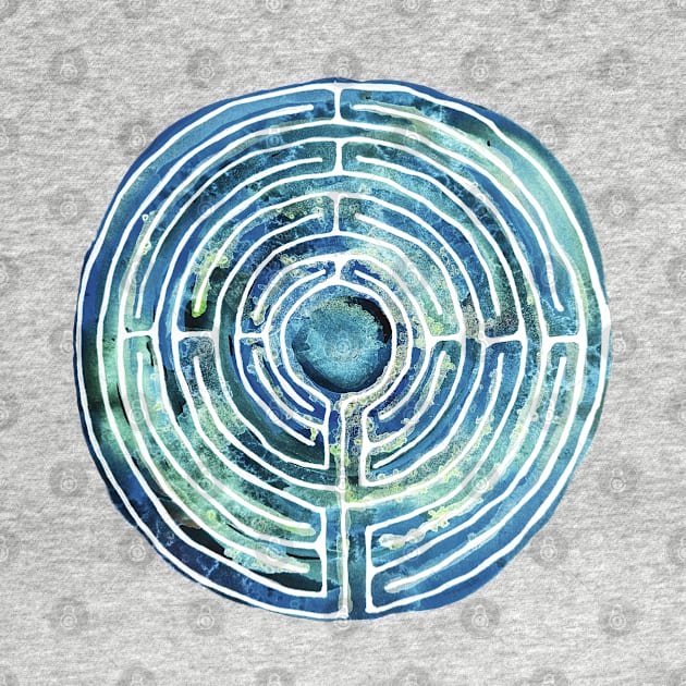 Labyrinth Blue Watercolor by Heartsake